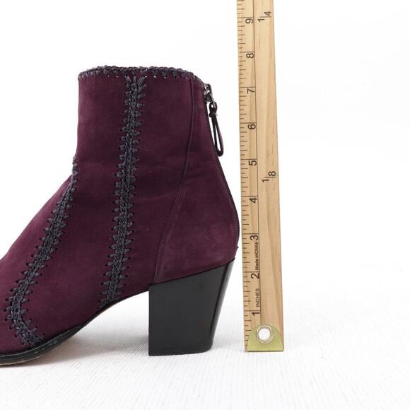 Alexandre Birman Benta Bootie 8 / 8.5 Burgundy Suede Crochet Ankle Boots Western - Picture 14 of 16